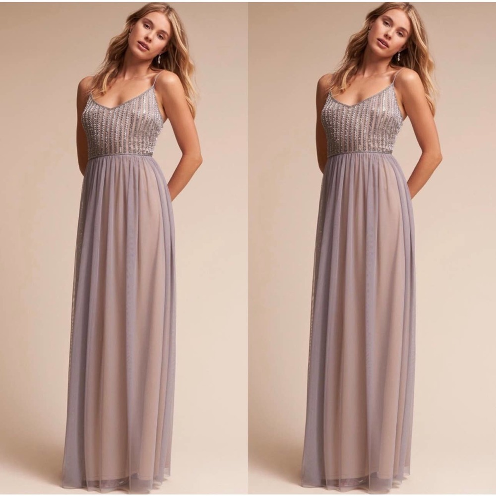 Adrianna Papell Silver Grey Laurent Dress Size 2 BHLDN